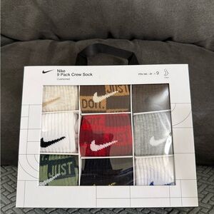 Nike kids Crew Socks Pack — White, Red, Olive, Brown, Black, Gray